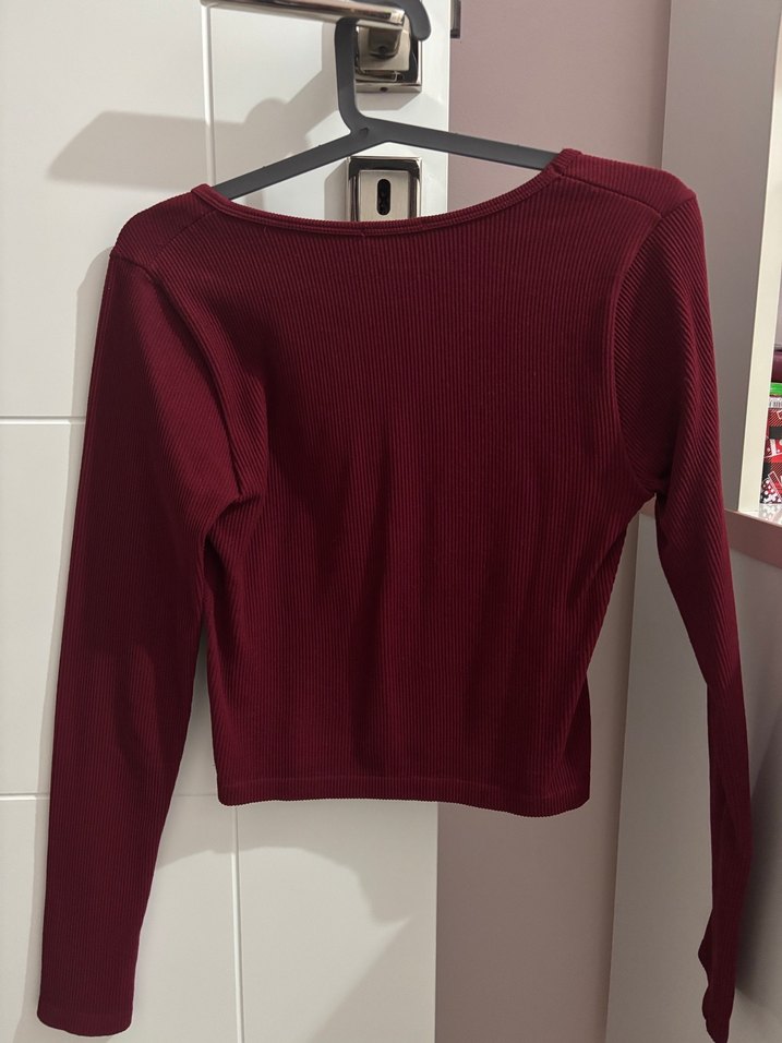 Stradivarius bordo üst - Görsel 2