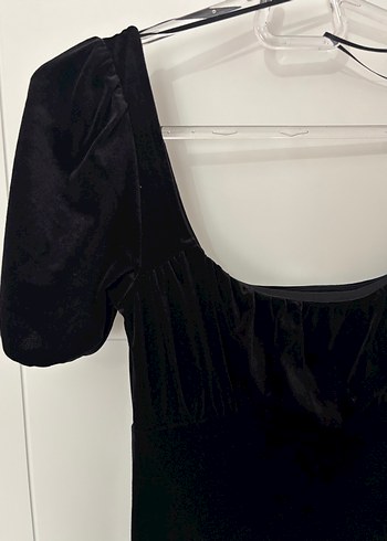 H&M siyah kadife elbise - Görsel 2