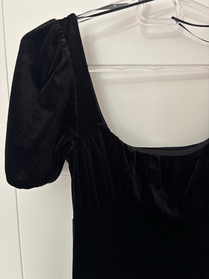 H&M siyah kadife elbise - Görsel 2