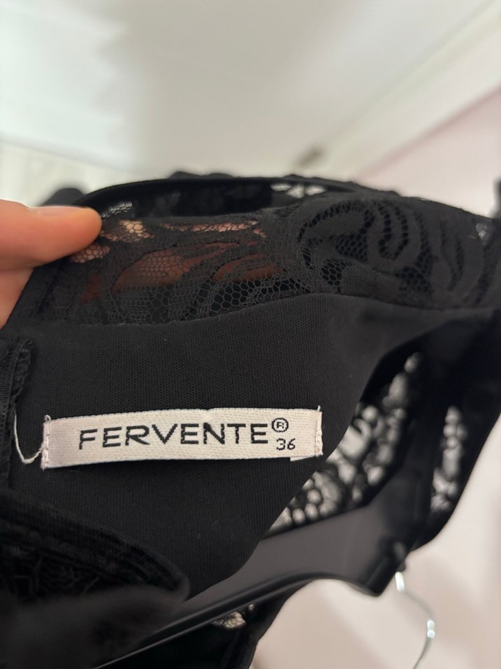 Dantelli Siyah Kısa Elbise - Görsel 4