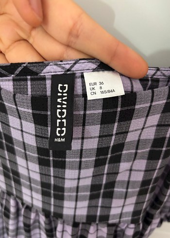 H&M Mor Kareli Elbise - Görsel 3