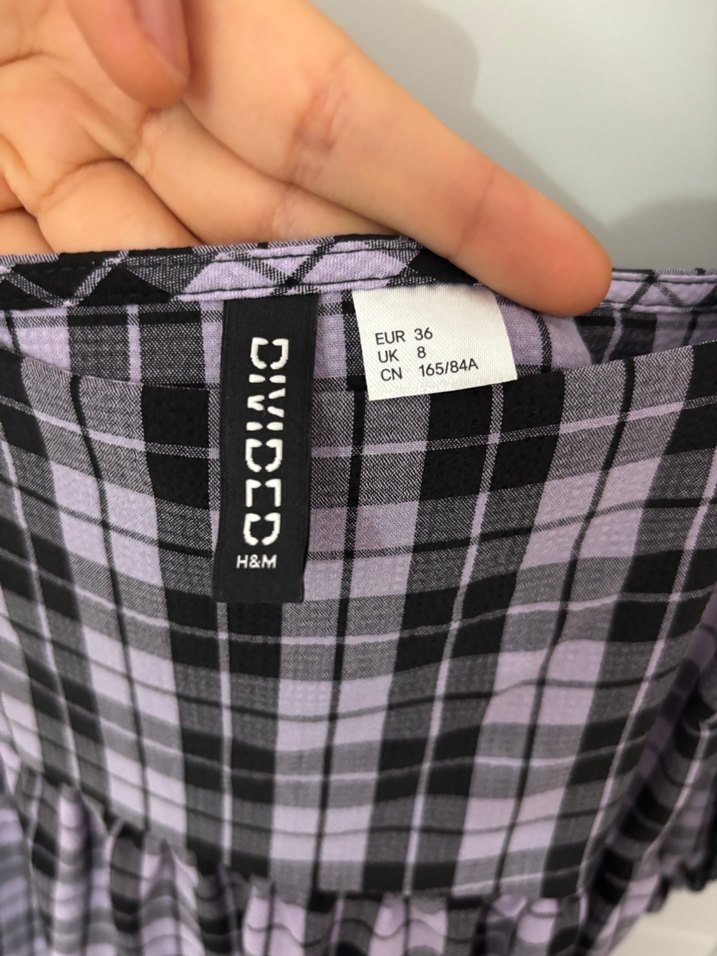 H&M Mor Kareli Elbise - Görsel 3