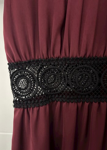 Mango Bordo Dantel Detaylı Elbise - Görsel 2