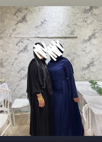 Lacivert saten elbise - Görsel 2