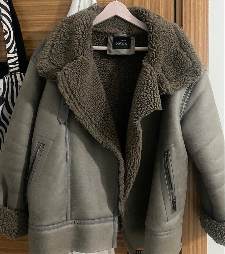 DeFacto Geniş Kalıp Su Geçirmez Süet Mont - Görsel 3