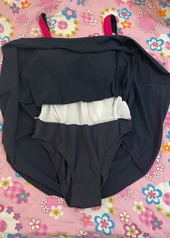 Trendyol & Milla Pembe Siyah Drapeli Midi Kadın Mayo
