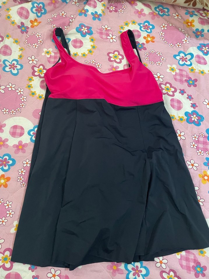 Pembe Siyah Drapeli Midi Kadın Mayo - Görsel 2