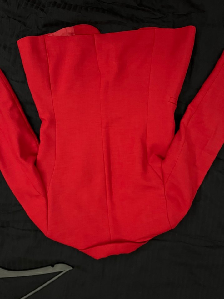 Düğmeli Kırmızı Kadın Blazer Ceket - Görsel 3