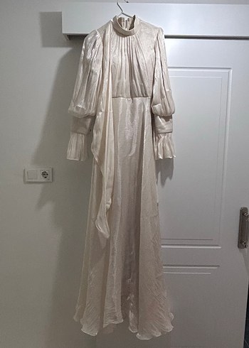 Diğer Ekru Sifon Uzun Elbise