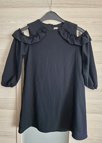 Siyah Midi Volanlı Kız Çocuk Elbise - Görsel 2