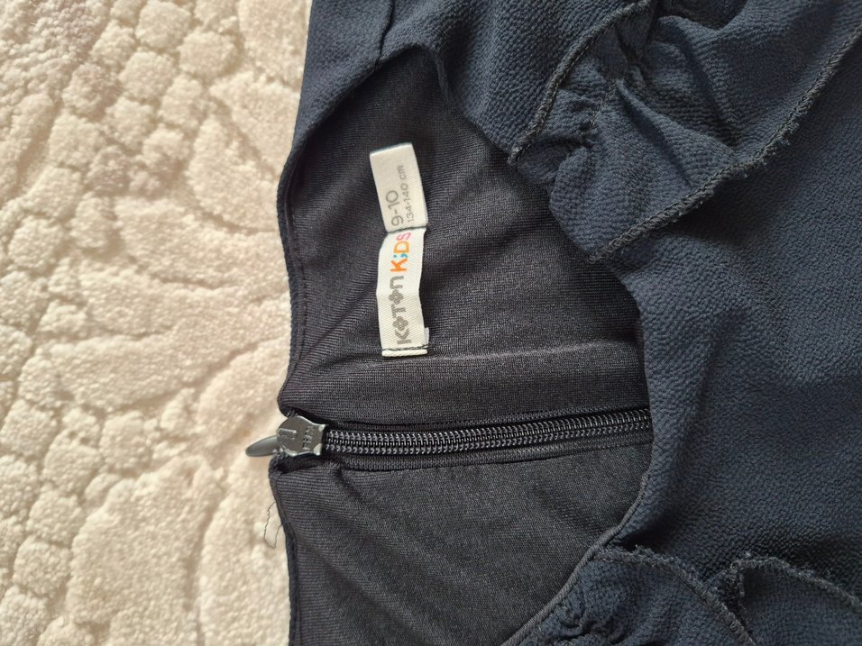 Siyah Midi Volanlı Kız Çocuk Elbise - Görsel 4