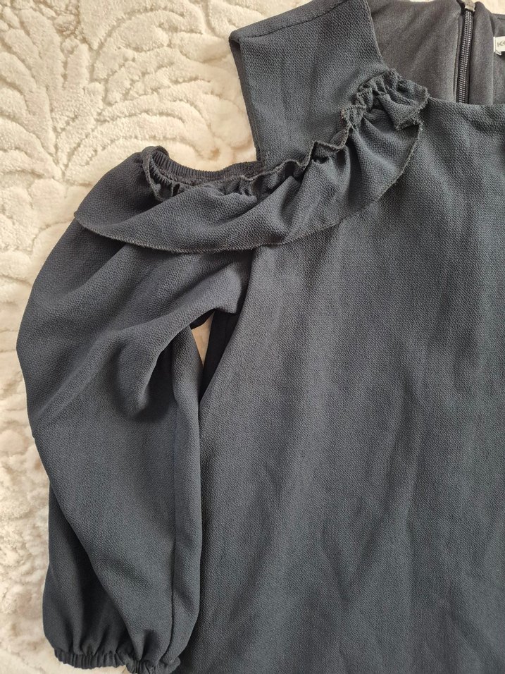 Siyah Midi Volanlı Kız Çocuk Elbise - Görsel 5