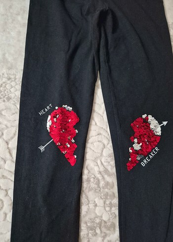 Kız Çocuk Siyah Payetli Nakışlı Tayt - Görsel 2