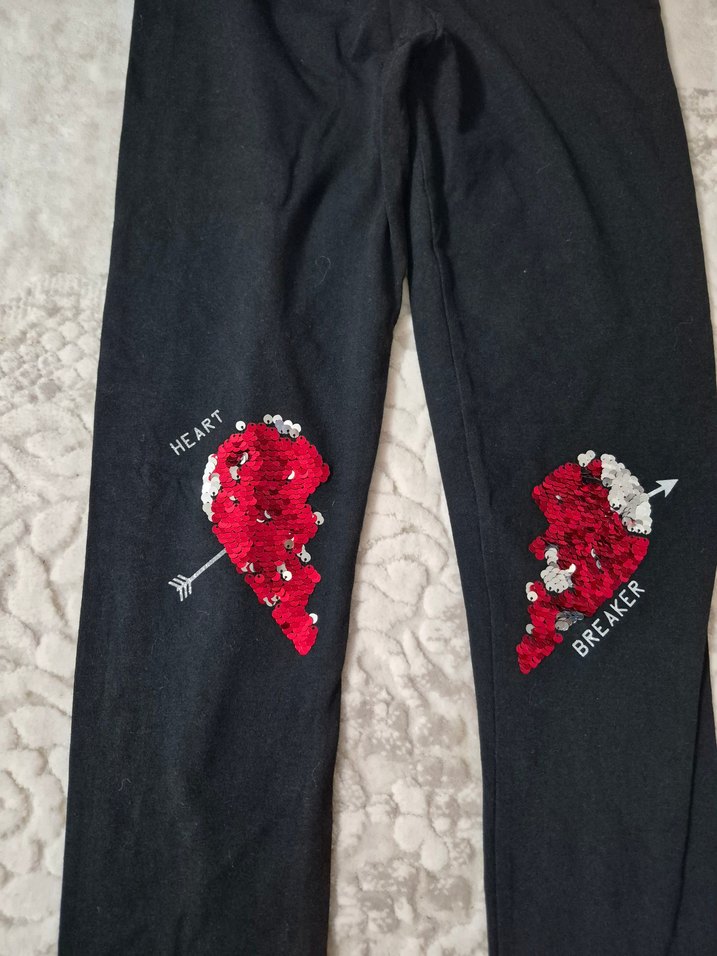 Kız Çocuk Siyah Payetli Nakışlı Tayt - Görsel 2