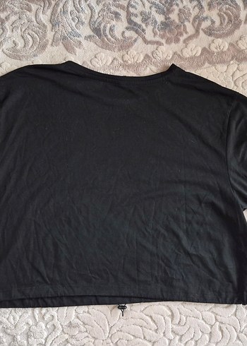 Siyah Baskılı Kısa Kollu Crop Tişört - Görsel 6