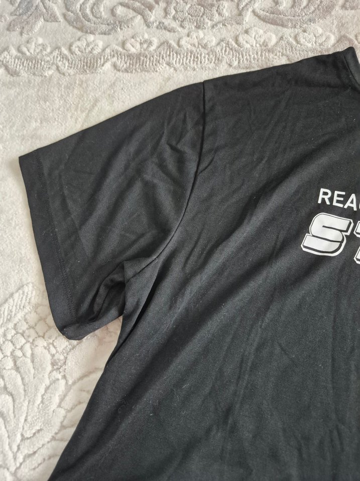 Siyah Baskılı Kısa Kollu Crop Tişört - Görsel 2