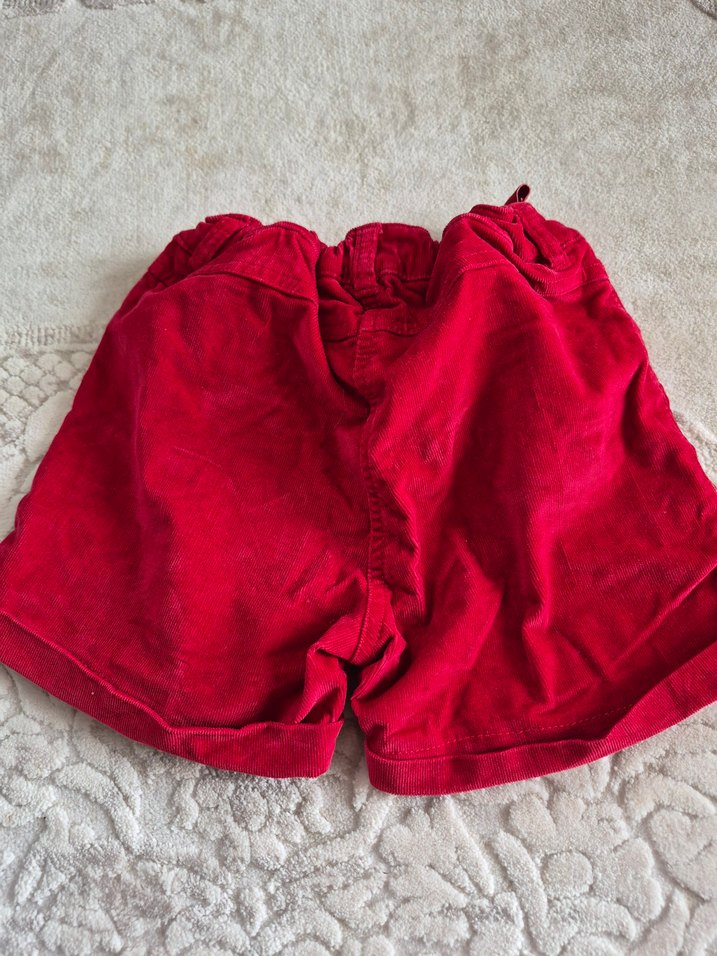 Kız Çocuk Kırmızı Kadife Şort - Görsel 5