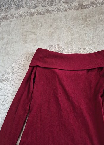 Bordo Fermuarlı Uzun Kollu Kadın Kazak - Görsel 4