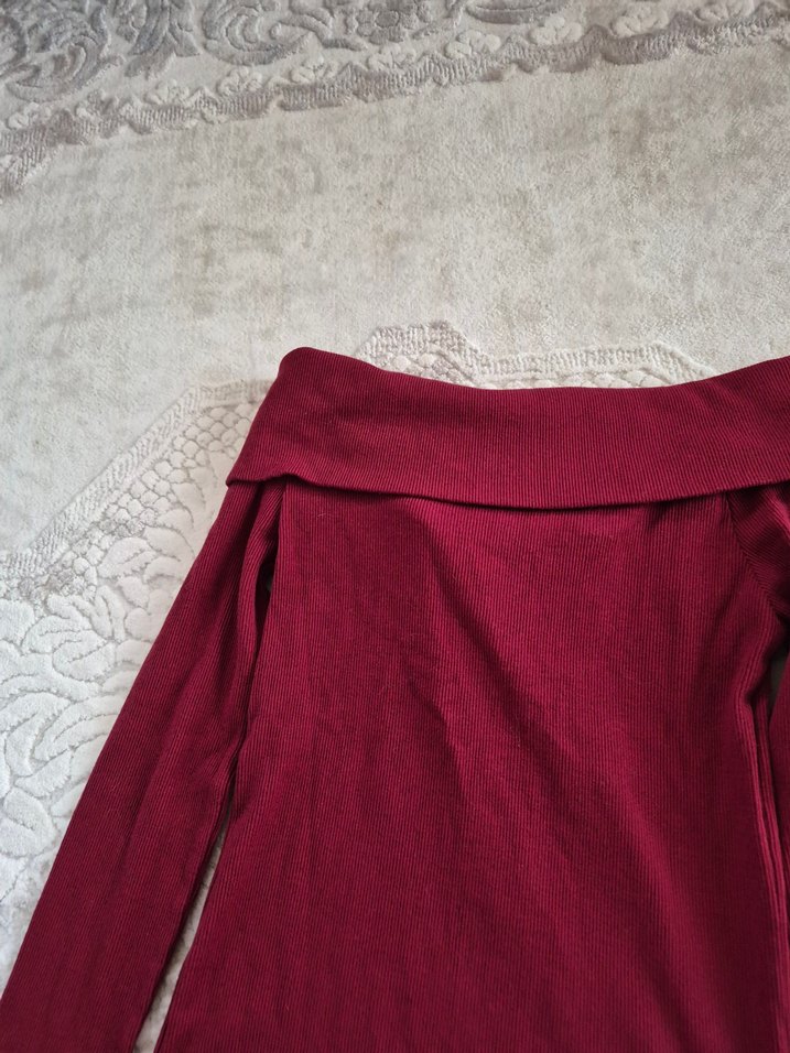 Bordo Fermuarlı Uzun Kollu Kadın Kazak - Görsel 4