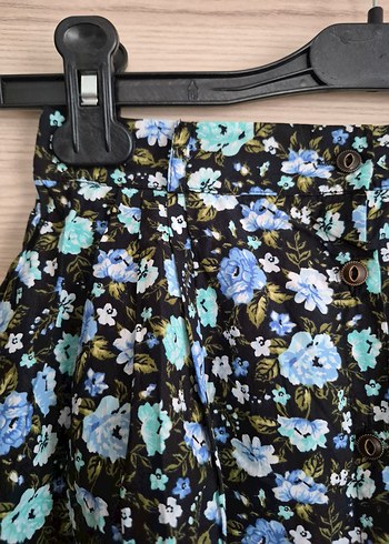 Mavi Çiçek Desenli Midi  Etek - Görsel 3