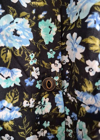 Mavi Çiçek Desenli Midi  Etek - Görsel 6