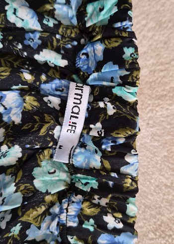 Mavi Çiçek Desenli Midi  Etek - Görsel 7