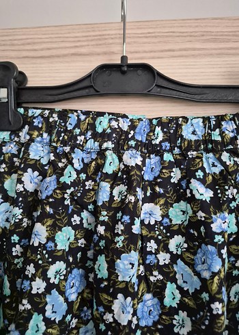 Mavi Çiçek Desenli Midi  Etek - Görsel 5