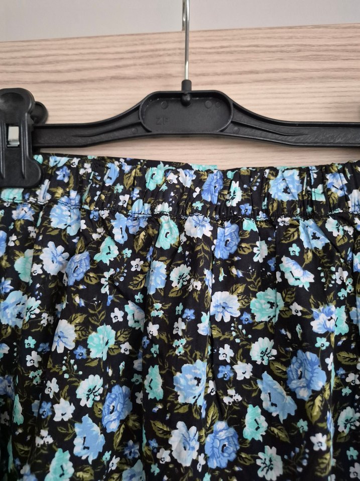 Mavi Çiçek Desenli Midi  Etek - Görsel 5