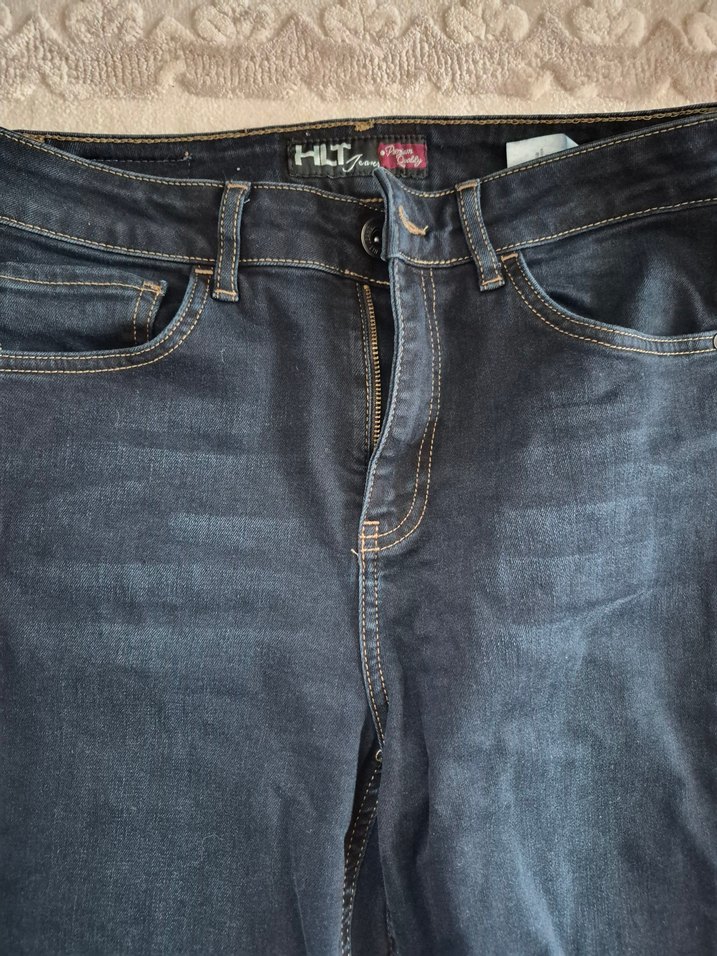 Kadın Lacivert Kemerli Bol Kesim Jean - Görsel 2