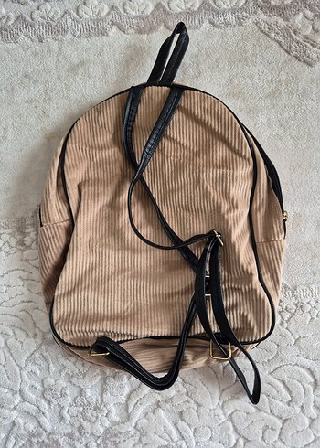 Bej Süet Fermuarlı Kadın Sırt Çantası - Görsel 3