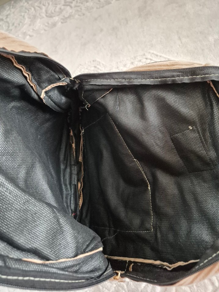 Bej Süet Fermuarlı Kadın Sırt Çantası - Görsel 4