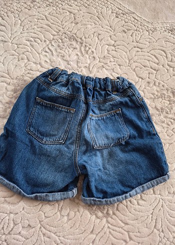 Kız Çocuk Mavi Bol Kesim Kot Şort - Görsel 5