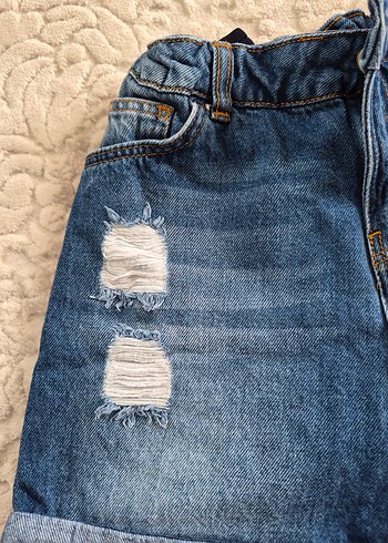 Kız Çocuk Mavi Bol Kesim Kot Şort - Görsel 2