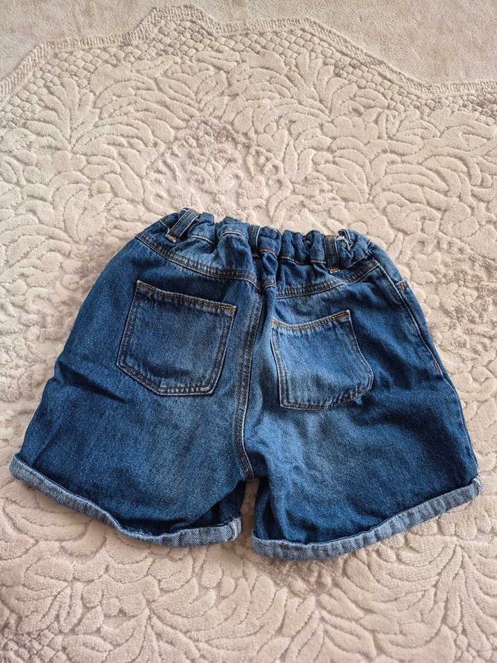 Kız Çocuk Mavi Bol Kesim Kot Şort - Görsel 4