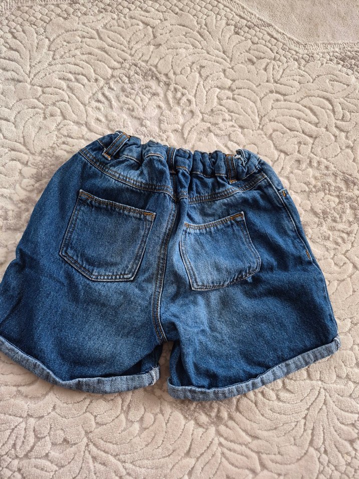 Kız Çocuk Mavi Bol Kesim Kot Şort - Görsel 5