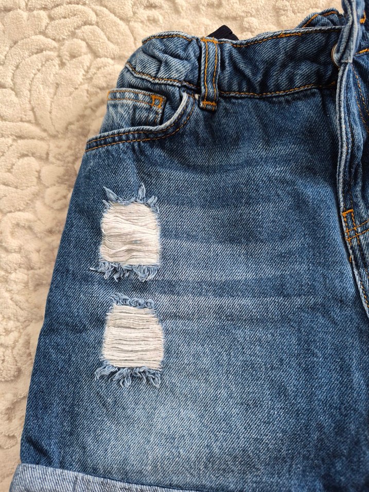 Kız Çocuk Mavi Bol Kesim Kot Şort - Görsel 2