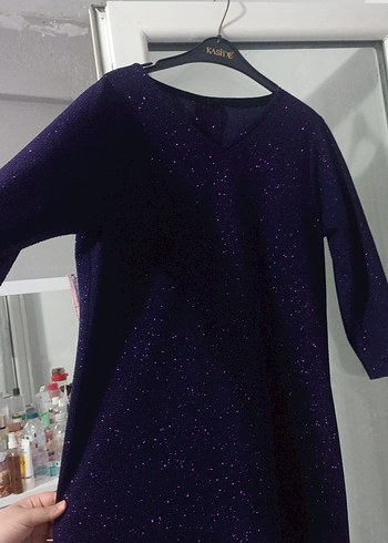 Parlak Mor Midi Kadın Elbise - Görsel 4