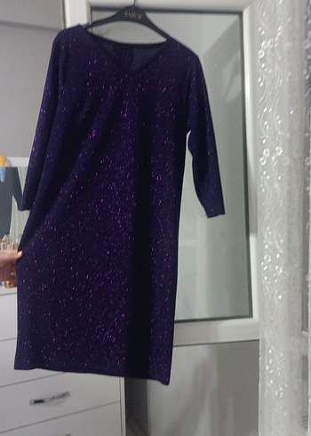 Parlak Mor Midi Kadın Elbise - Görsel 3