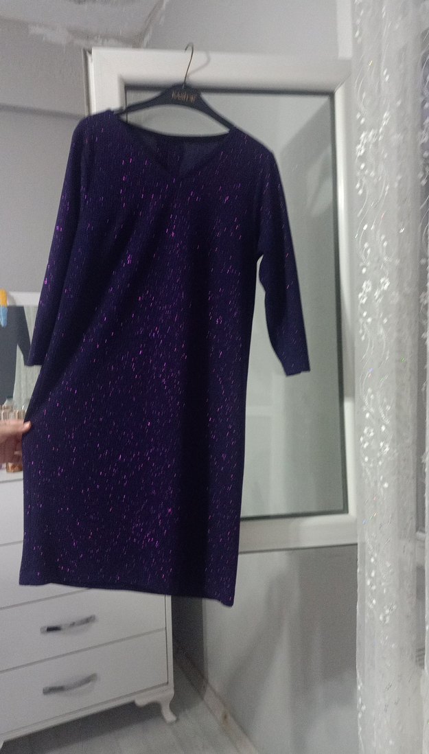 Parlak Mor Midi Kadın Elbise - Görsel 3