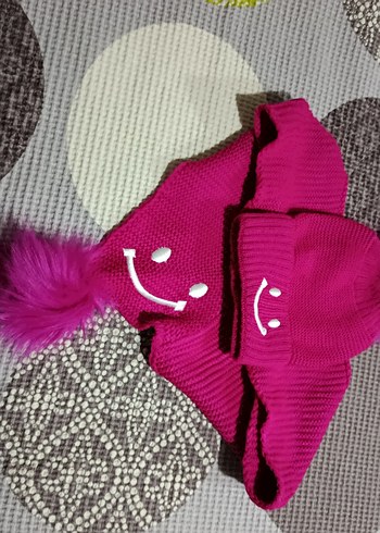 LC Waikiki Pembe Nakışlı Çocuk Bere ve Atkı Seti