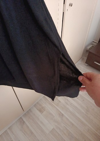 xxl Beden siyah Renk Uzun Kollu Siyah Pamuklu Triko Elbise
