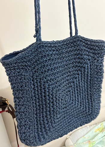 Lacivert hasır Kadın Çanta - Görsel 2