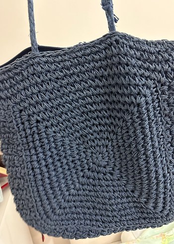 Lacivert hasır Kadın Çanta - Görsel 3