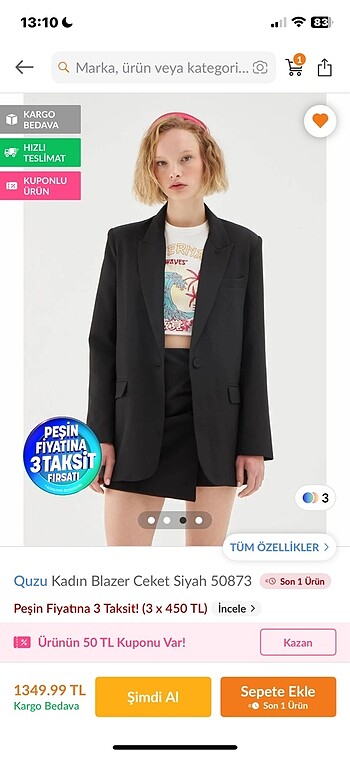 Quzu Oversize Blazer Ceket