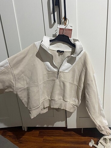 xs Beden camel Renk Mavi crop sweatshirt