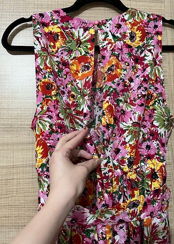 Çiçek Desenli Piliseli Uzun Bohem tulum - Görsel 3