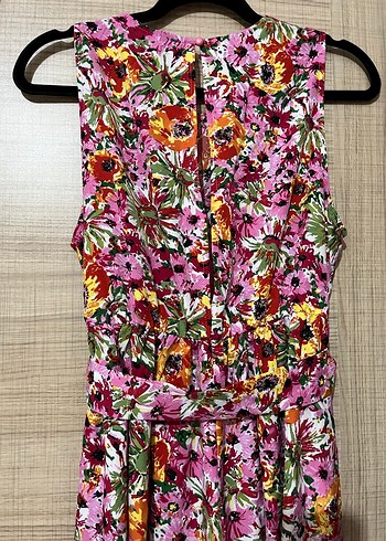 Çiçek Desenli Piliseli Uzun Bohem tulum - Görsel 4