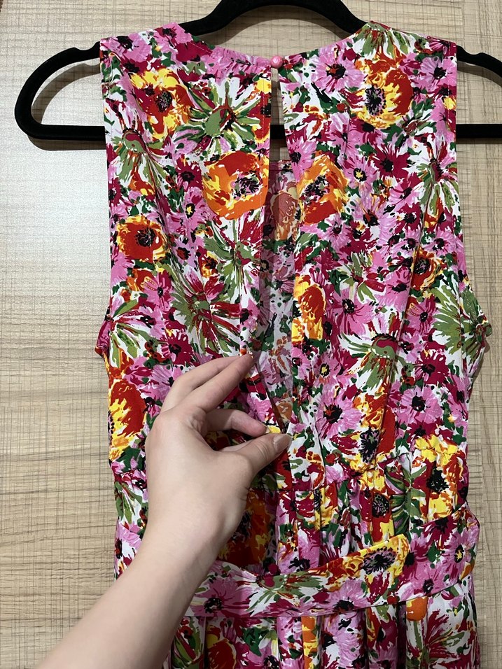 Çiçek Desenli Piliseli Uzun Bohem tulum - Görsel 3