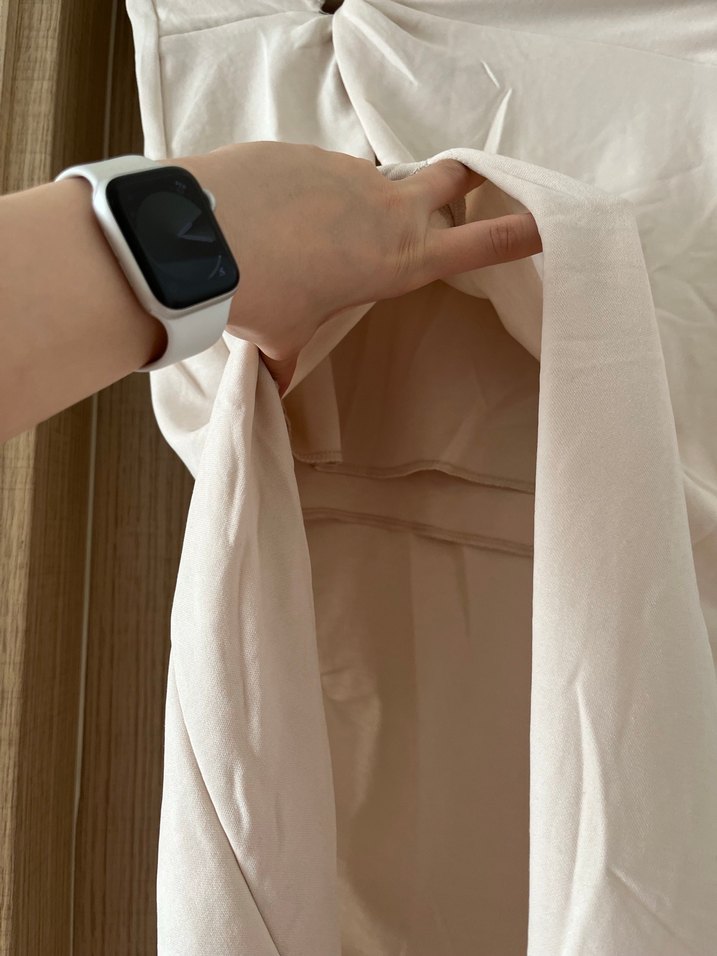 Drapeli Uzun Bej Kadın Etek - Görsel 3