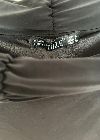 Drapeli Siyah Straplez Kadın Bluz - Görsel 2